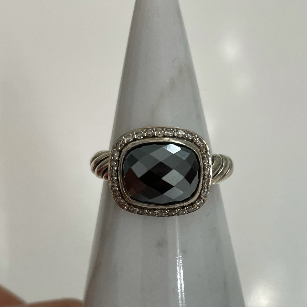 David Yurman Hematite/Diamond Ring Silver